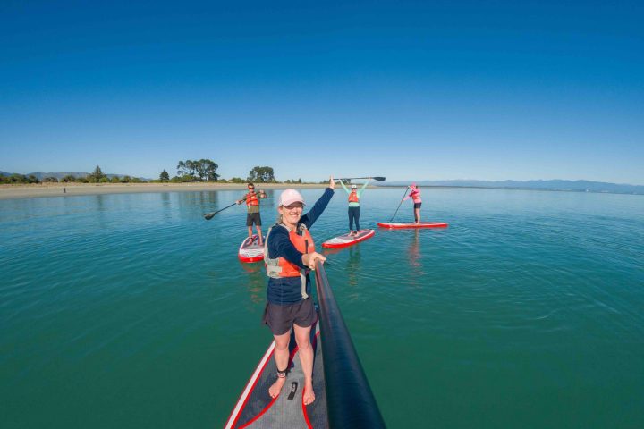 Learning how to stand up and paddle on our hard boards and inflatable paddleboards