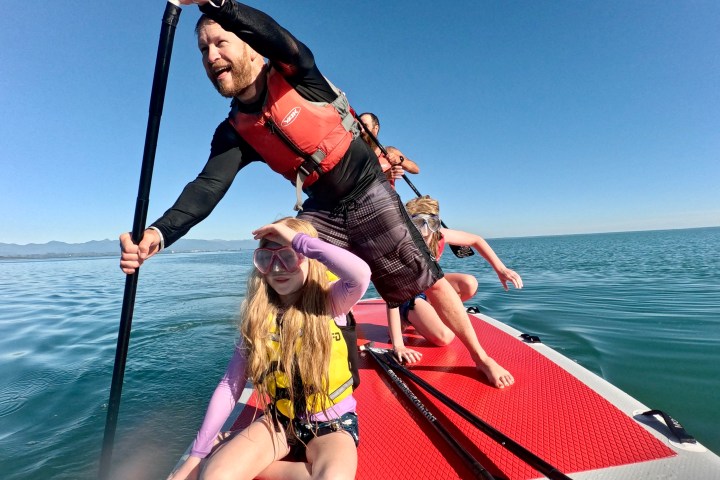 Push your mate off the big tahuna mega sup